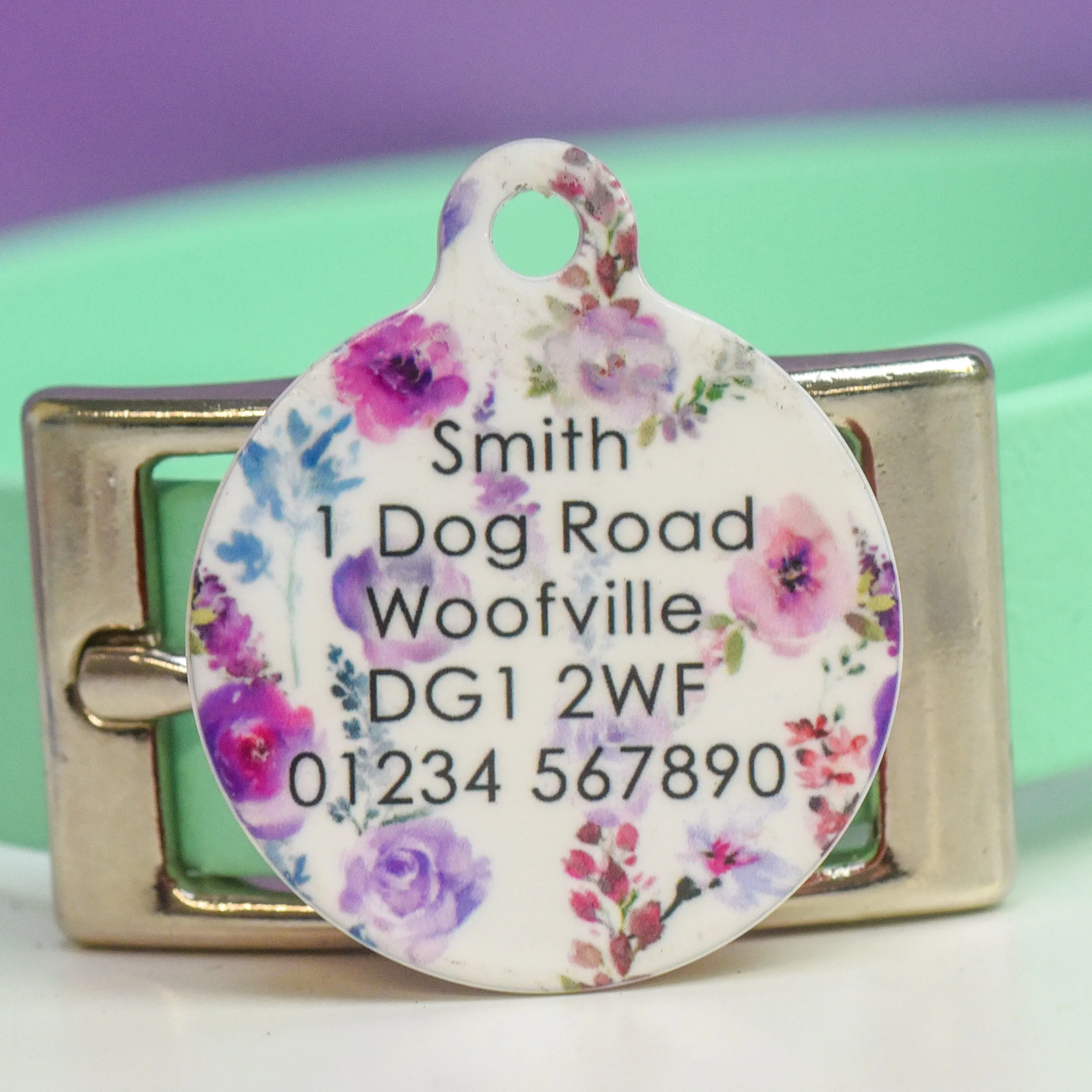 Dog Tag Personalised - Floral