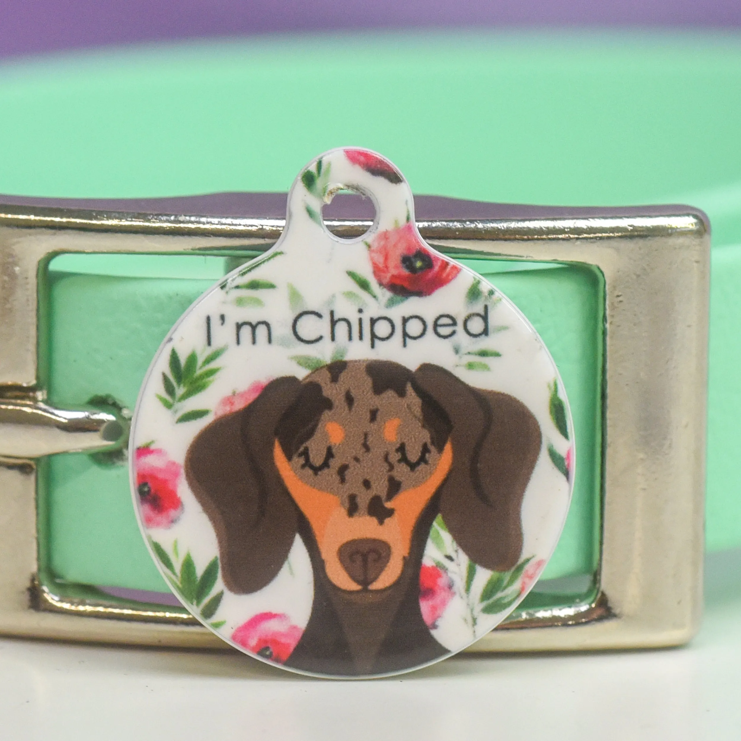 Dog Tag Personalised - Floral
