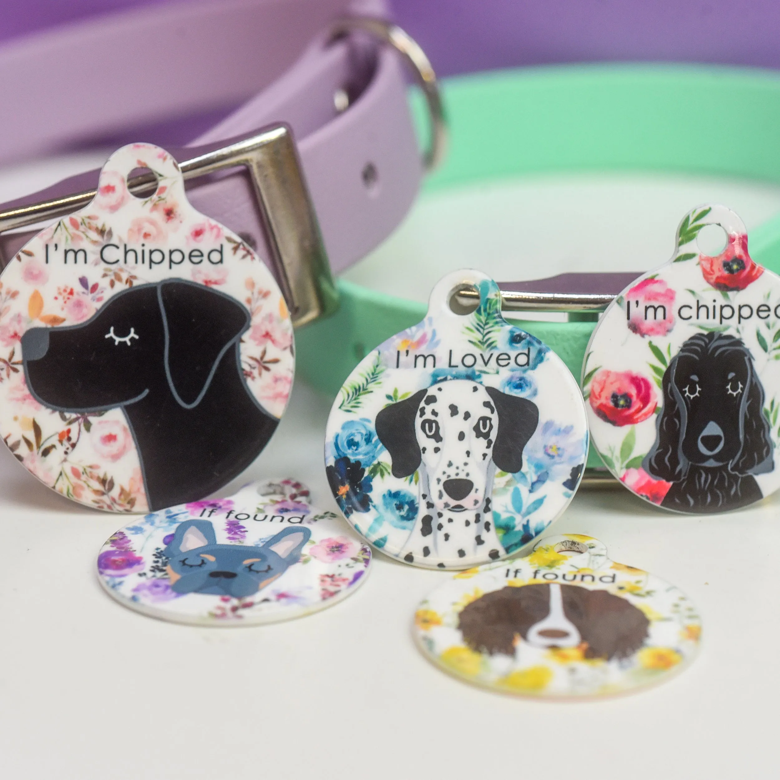 Dog Tag Personalised - Floral