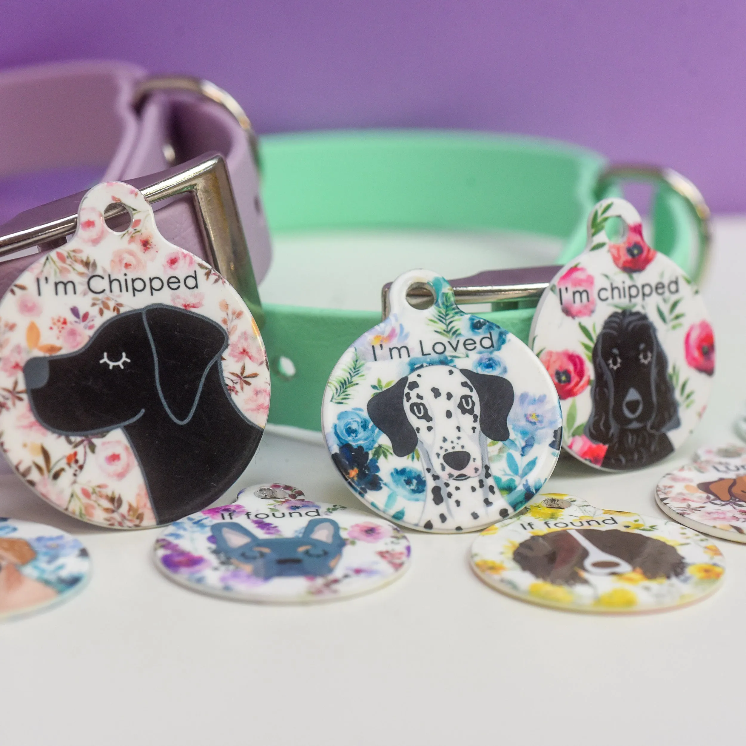 Dog Tag Personalised - Floral