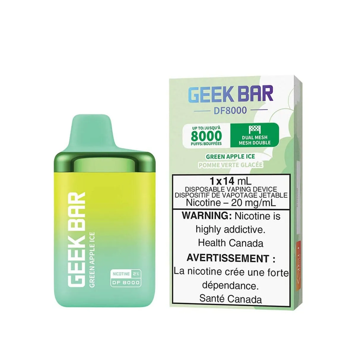 Geek Bar DF8000 Green Apple Ice Disposable Vape