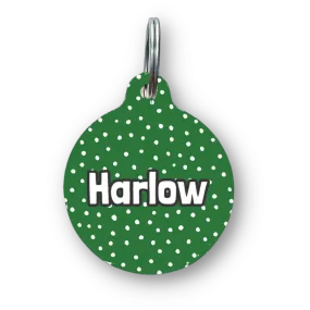 Green Polka Dots Circle Pet Tag