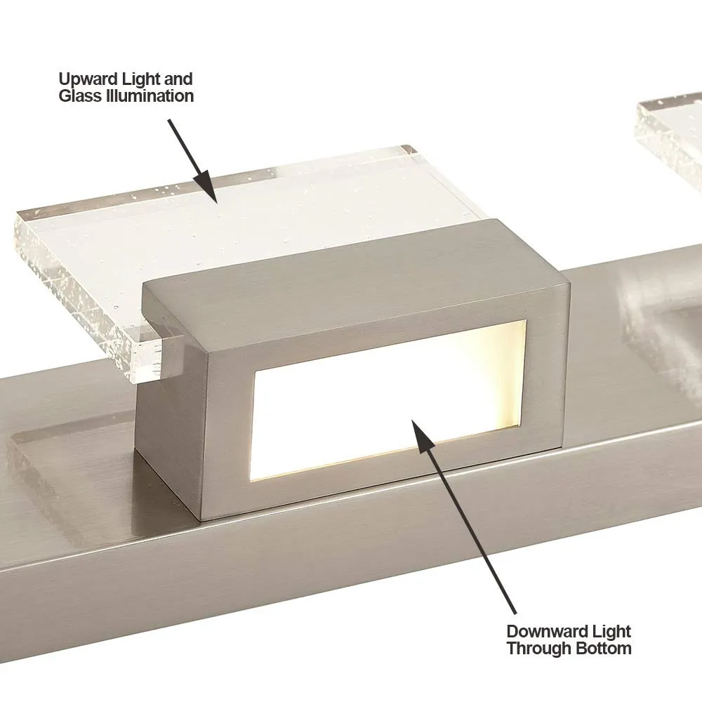 Hamilton Hills ElegantQuadruple Square Bubble GlassContemporary LED Light | Brushed