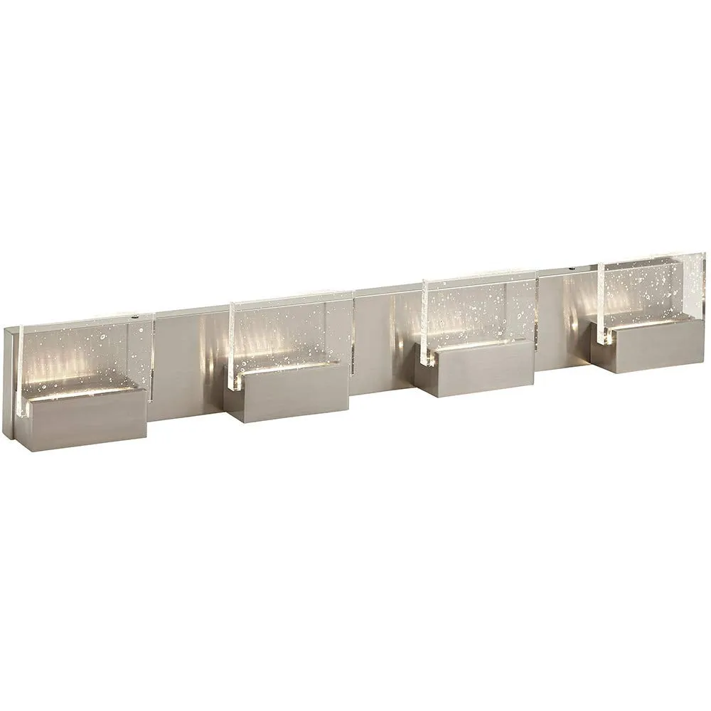 Hamilton Hills ElegantQuadruple Square Bubble GlassContemporary LED Light | Brushed