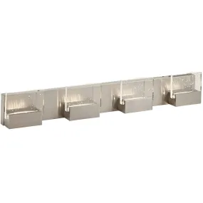 Hamilton Hills ElegantQuadruple Square Bubble GlassContemporary LED Light | Brushed