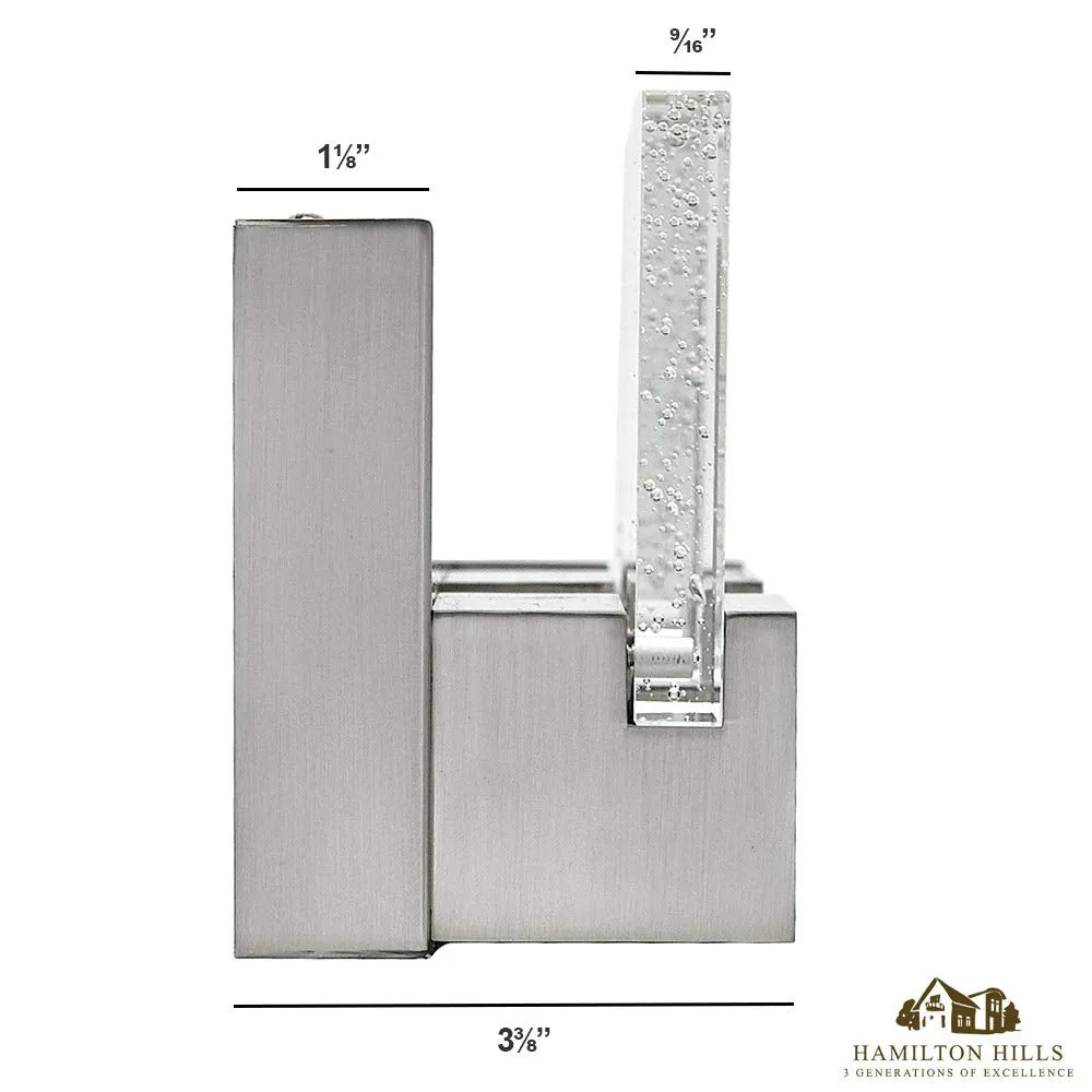 Hamilton Hills ElegantQuadruple Square Bubble GlassContemporary LED Light | Brushed
