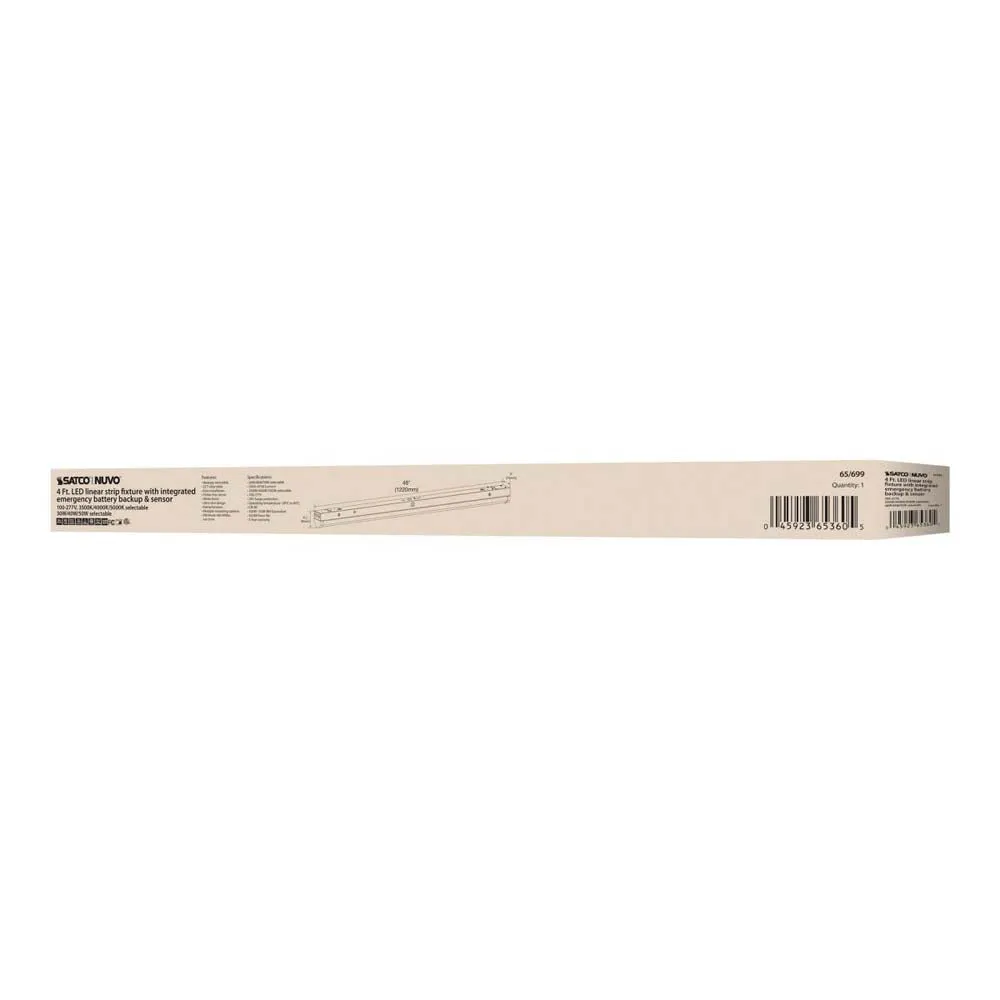 LED 4-ft Linear Strip Light White Finish CCT Tunable 100-277V EM & Sensor