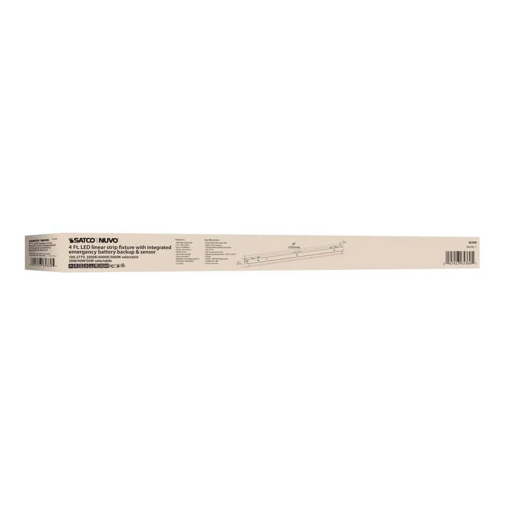 LED 4-ft Linear Strip Light White Finish CCT Tunable 100-277V EM & Sensor