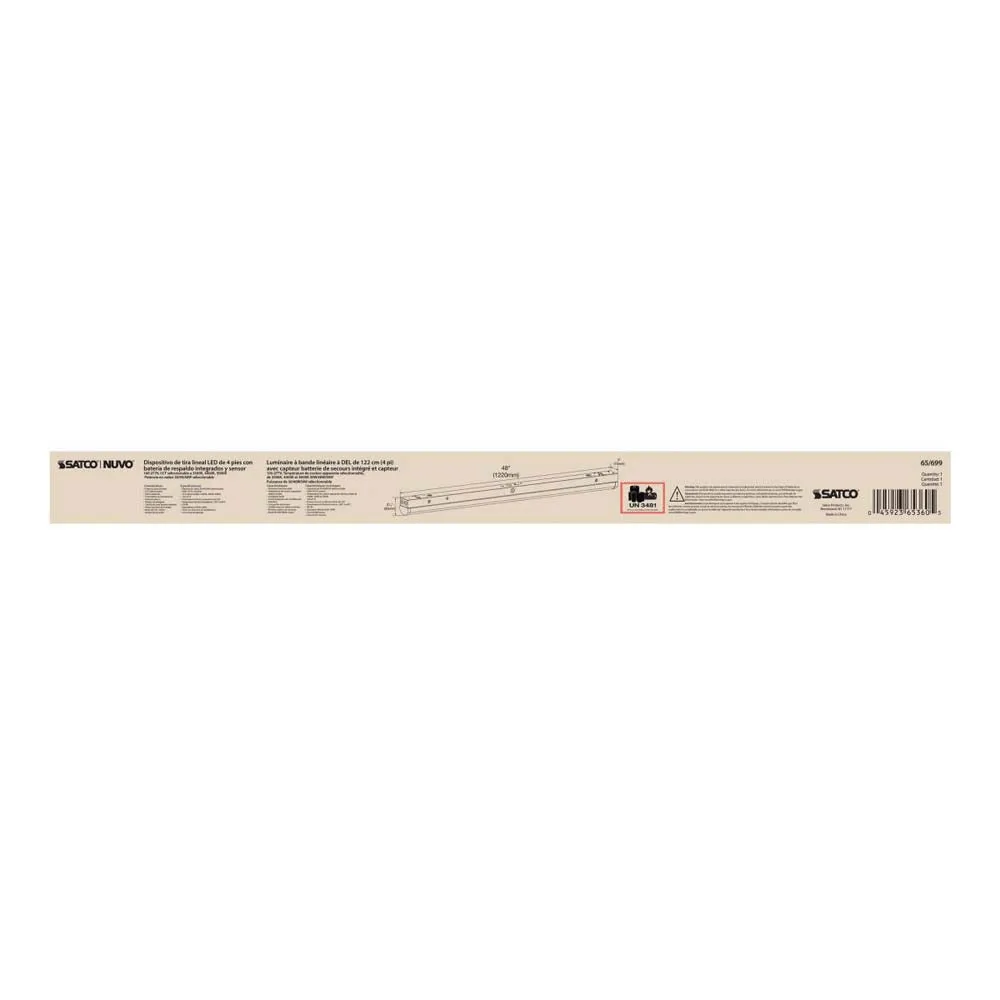 LED 4-ft Linear Strip Light White Finish CCT Tunable 100-277V EM & Sensor