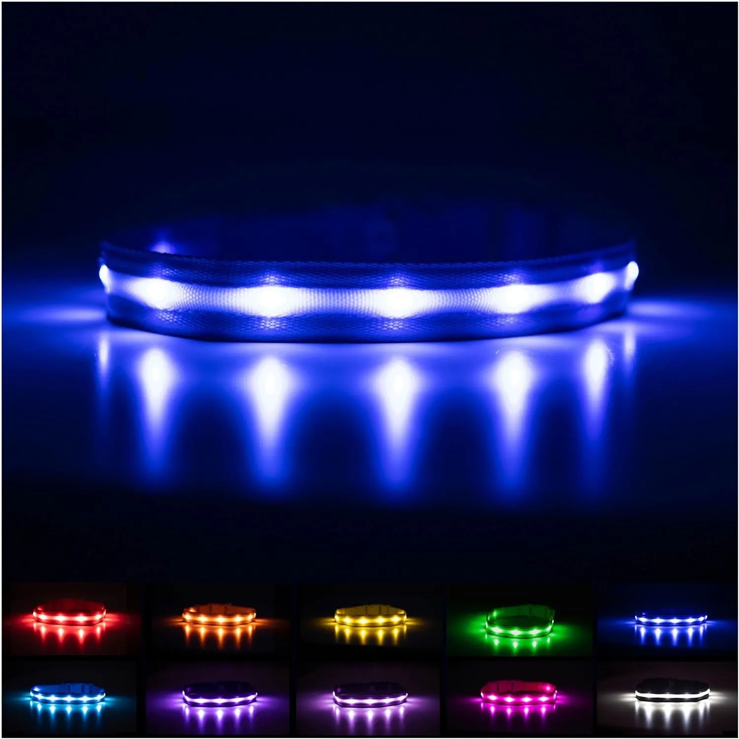 LED Dog Collar - Bright, USB Rechargeable & Waterproof with 1,000 Ft Visibility for Night Walks