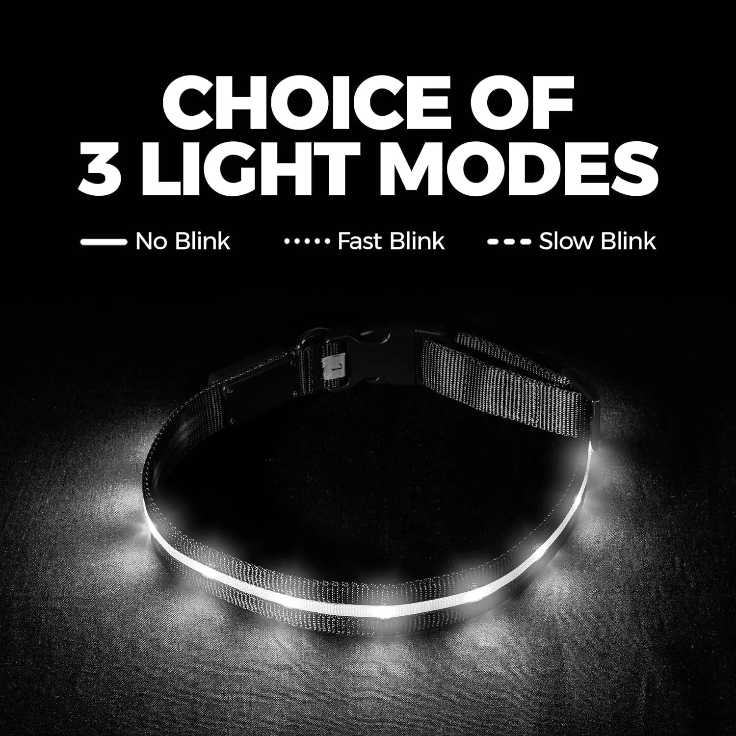 LED Dog Collar - Bright, USB Rechargeable & Waterproof with 1,000 Ft Visibility for Night Walks
