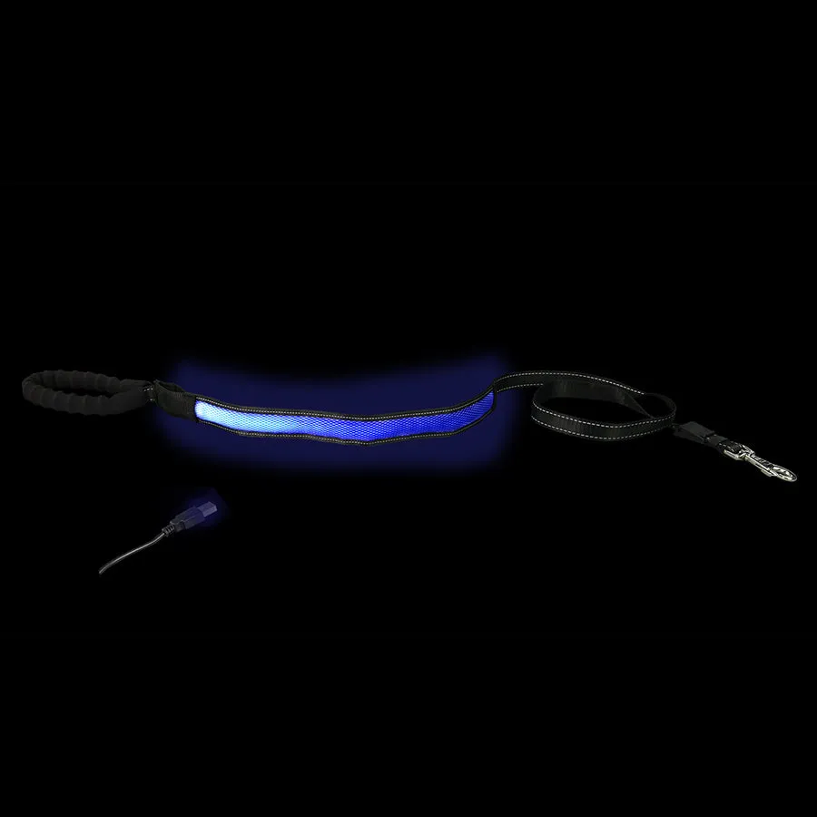 Loomo Comfort Handle LED Dog Lead Blue