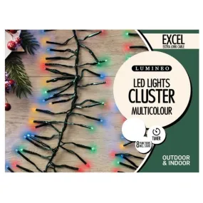 Lumineo 1512 Multi Coloured LED Twinkle Cluster Lights (13.5m)