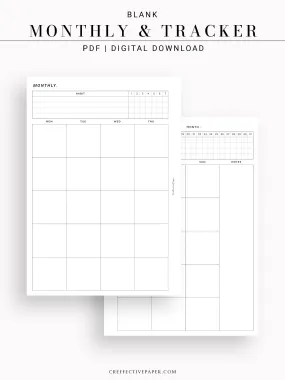 M106_B | Monthly Planner with 31 Days Habit Tracker Printable Inserts