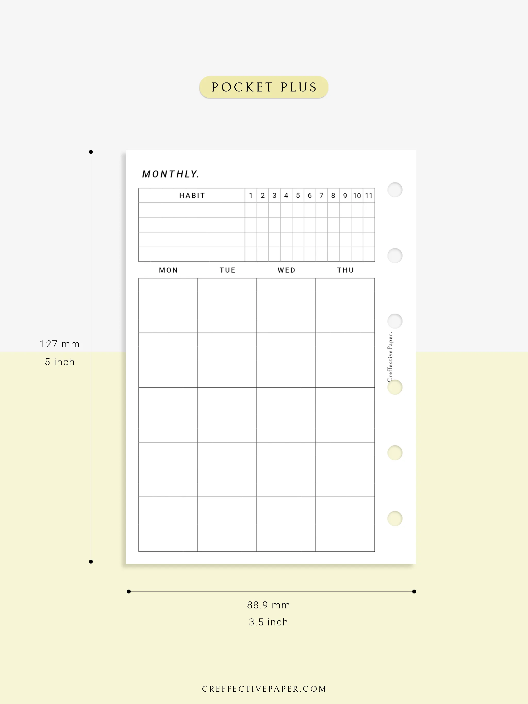 M106_B | Monthly Planner with 31 Days Habit Tracker Printable Inserts