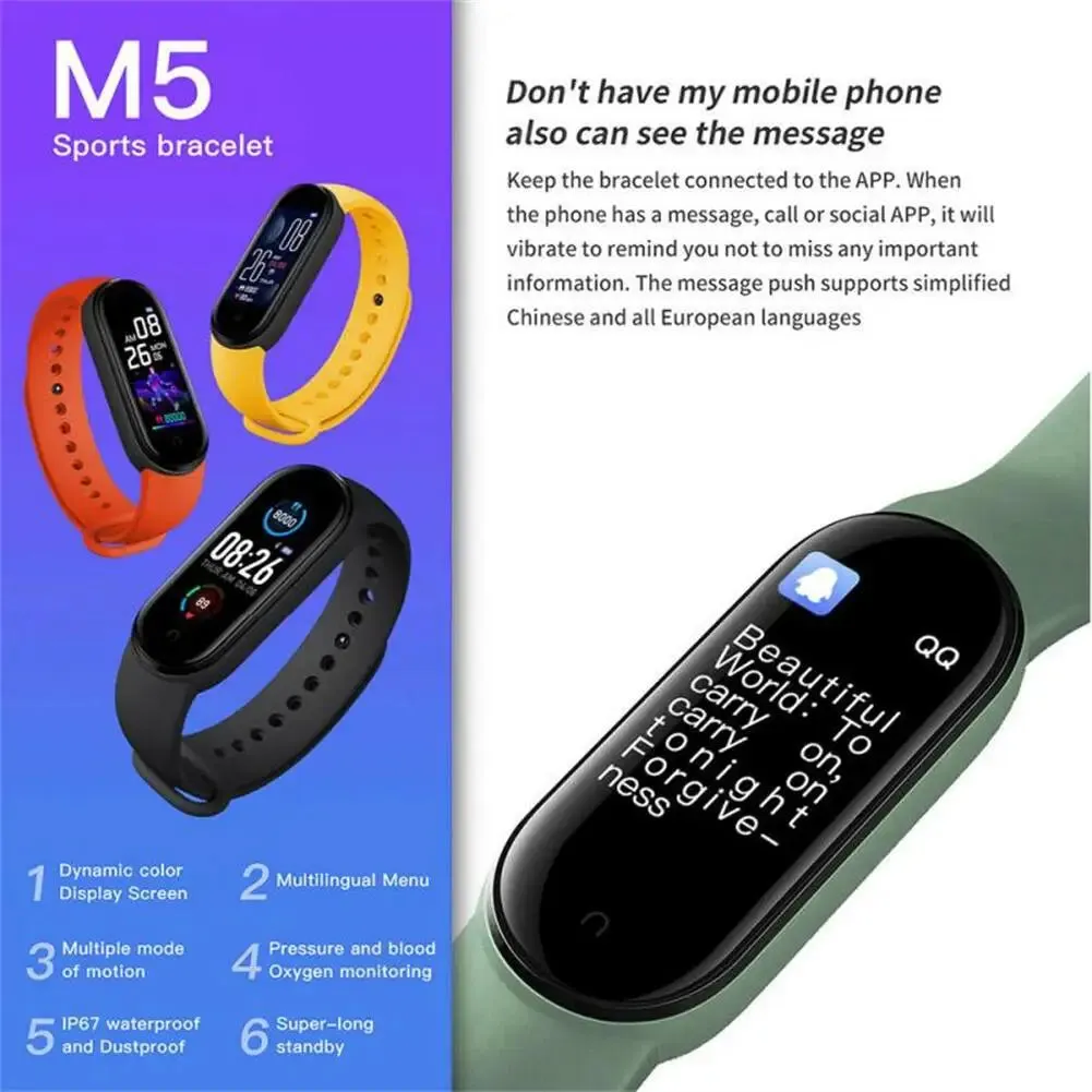 M5 Smartwatch - Bluetooth, Waterproof, Music, Heart Rate Monitor for Men & Women