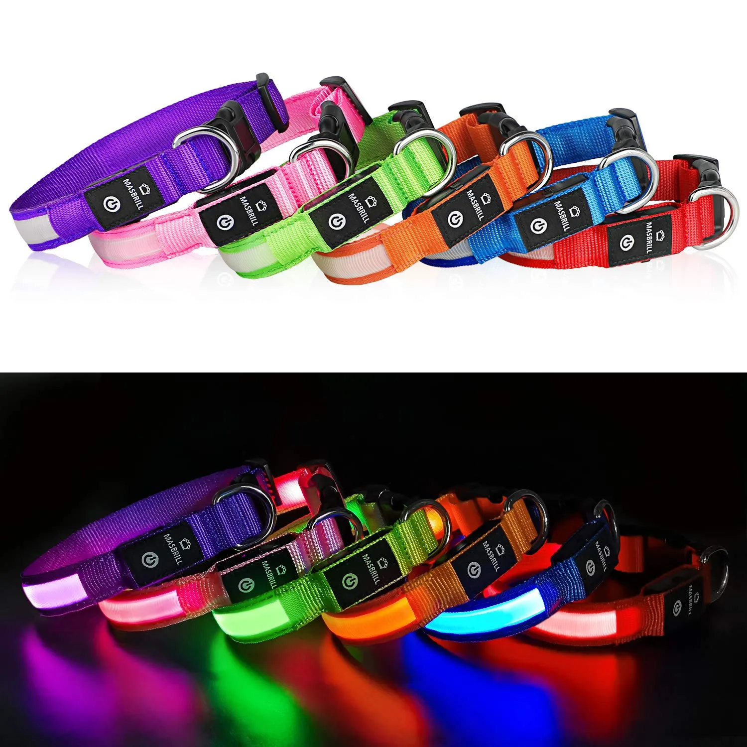 MASBRILL Custom LED dog collar with name