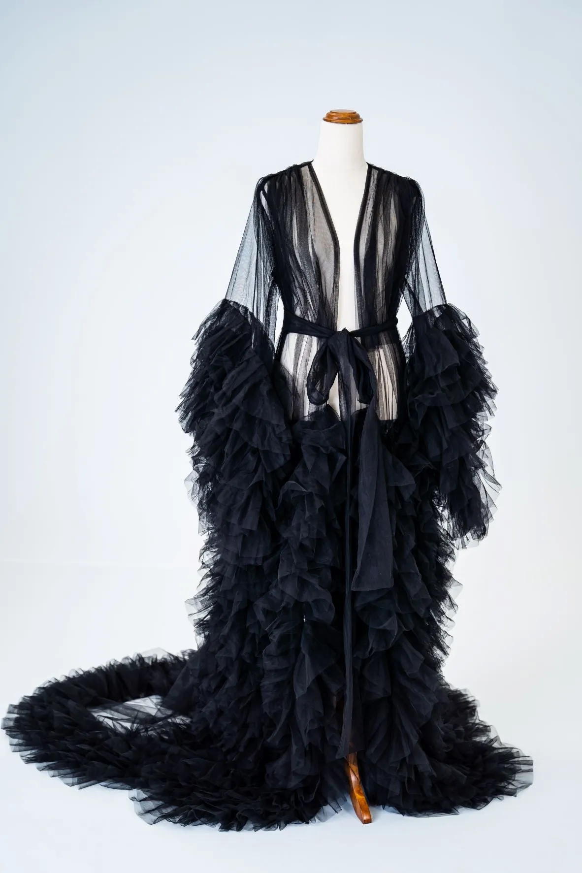 Maternity Photoshoot Dresses - Black Tulle Robe - Sophie