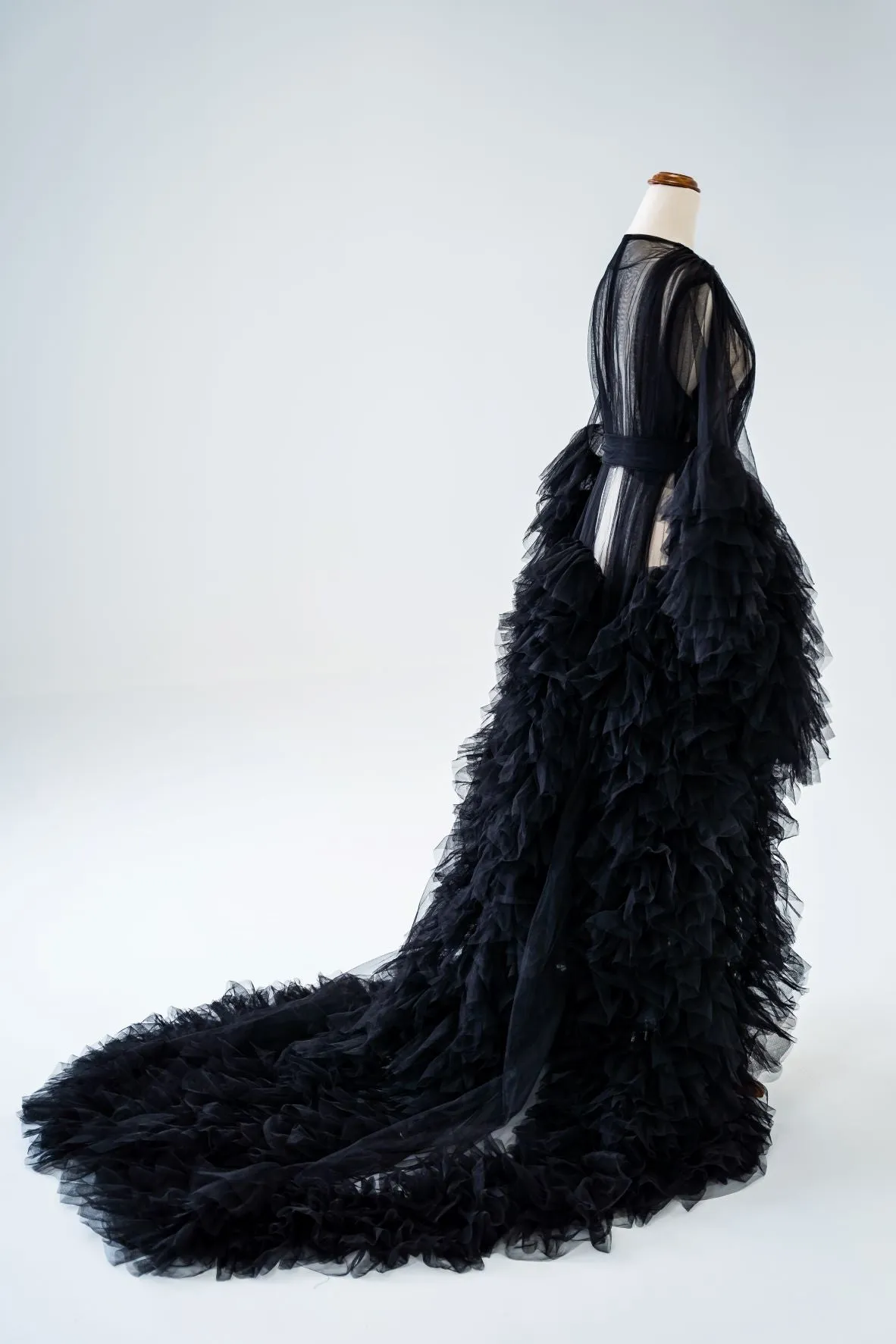 Maternity Photoshoot Dresses - Black Tulle Robe - Sophie