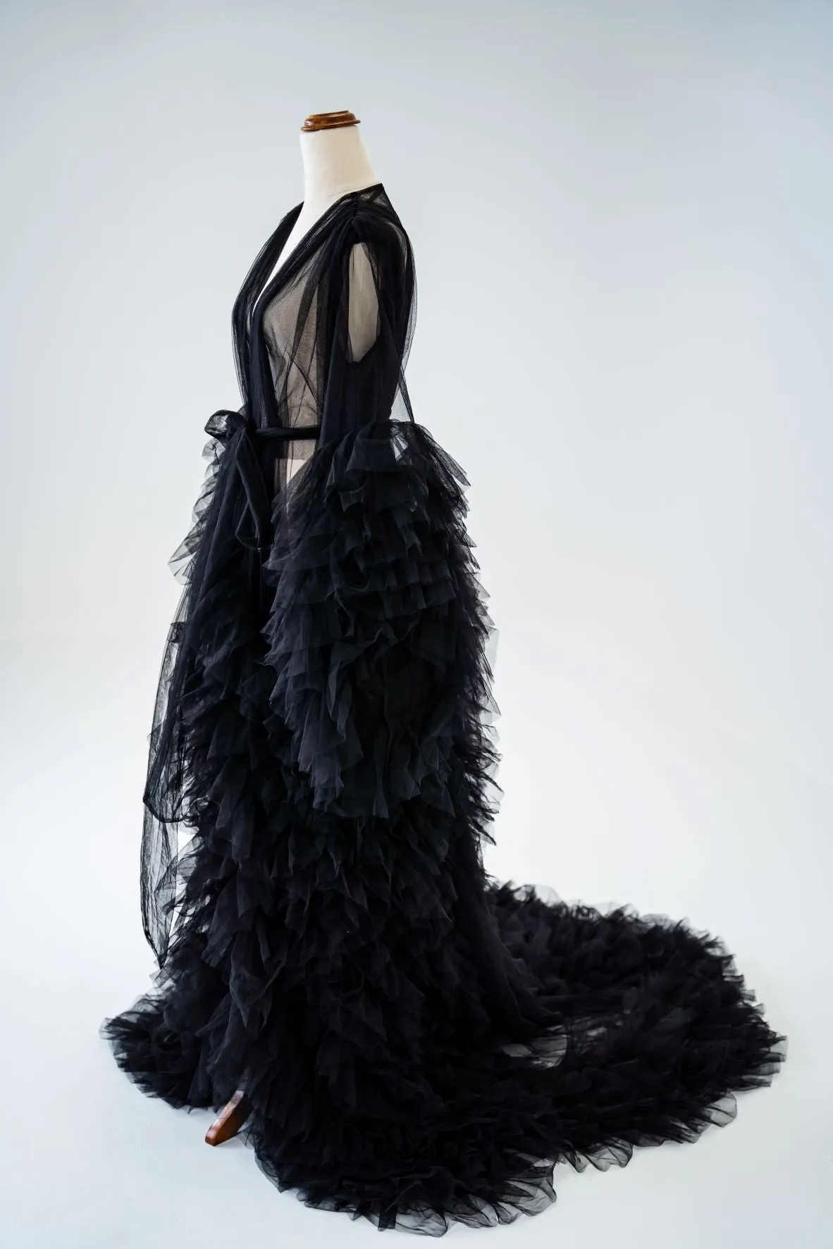 Maternity Photoshoot Dresses - Black Tulle Robe - Sophie