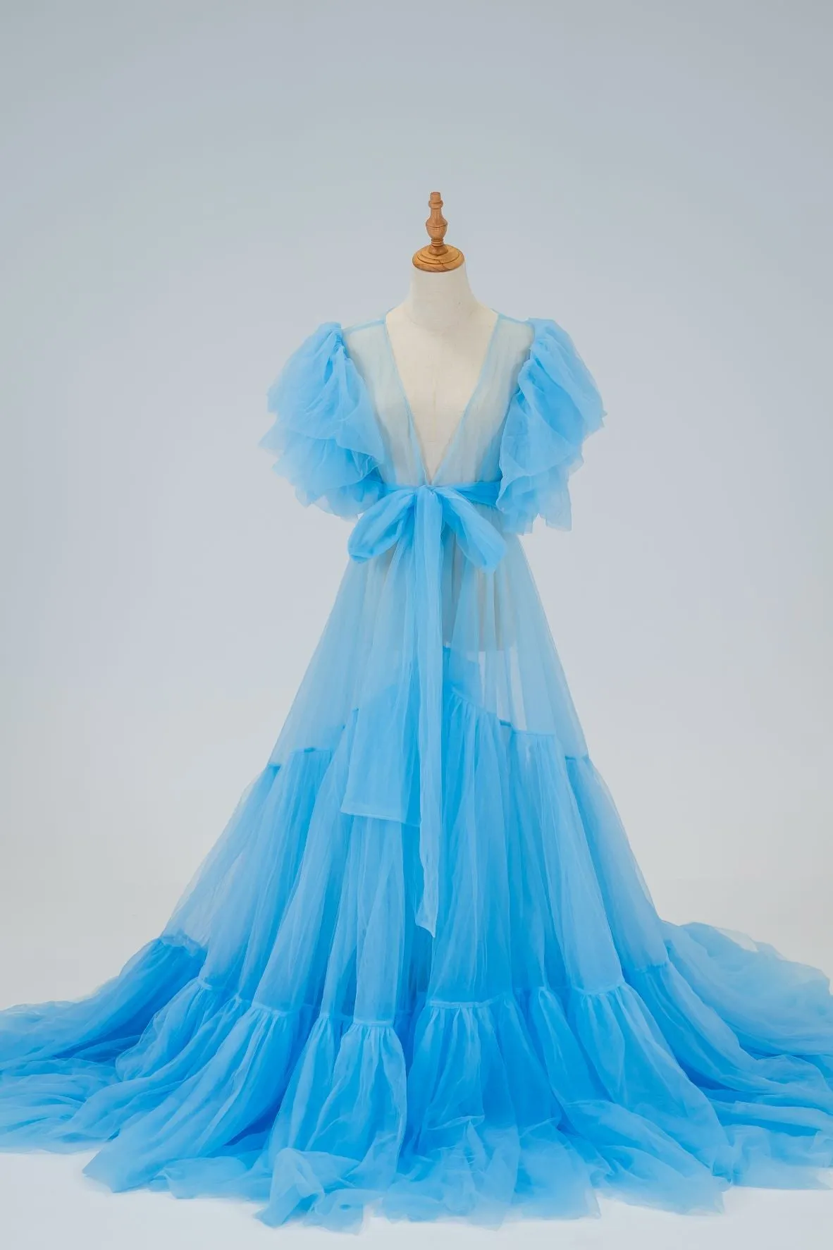 Maternity Photoshoot Dresses - Blue Tulle Robe - Jasmine