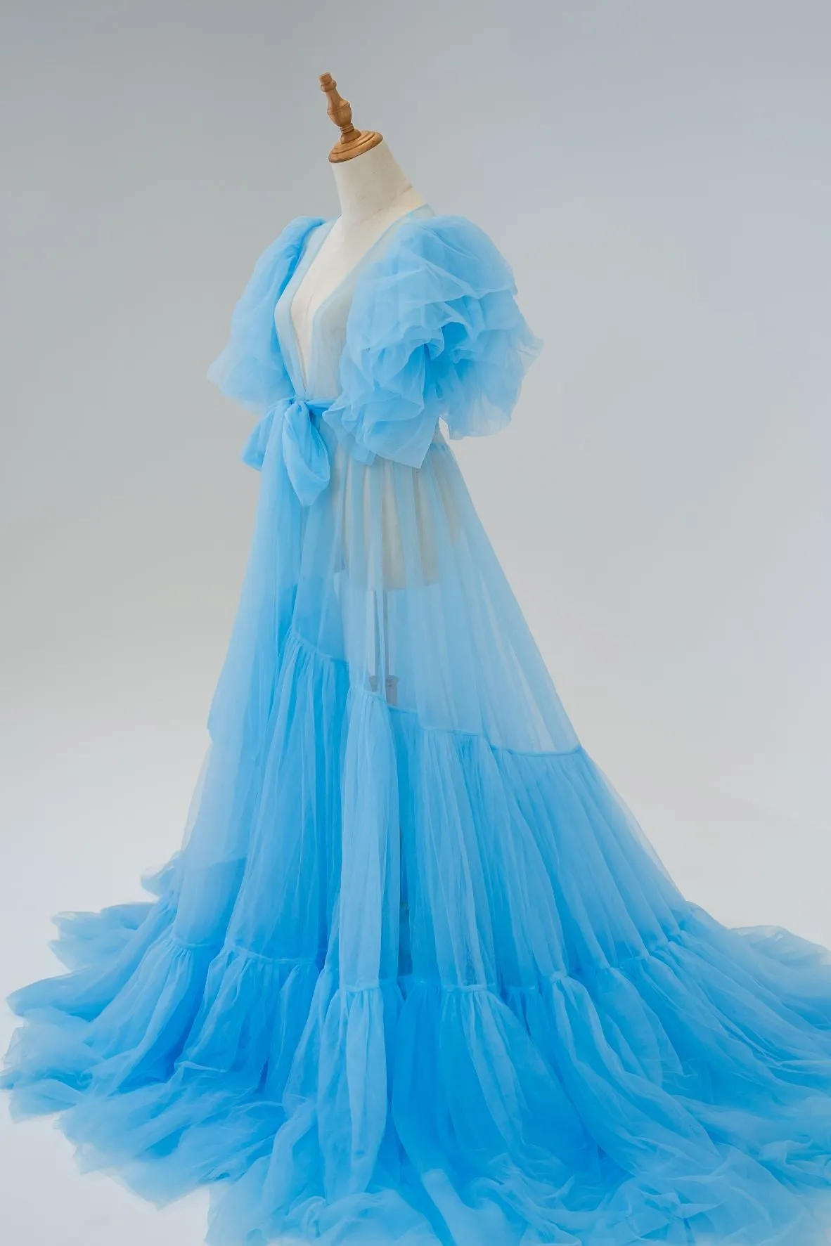 Maternity Photoshoot Dresses - Blue Tulle Robe - Jasmine
