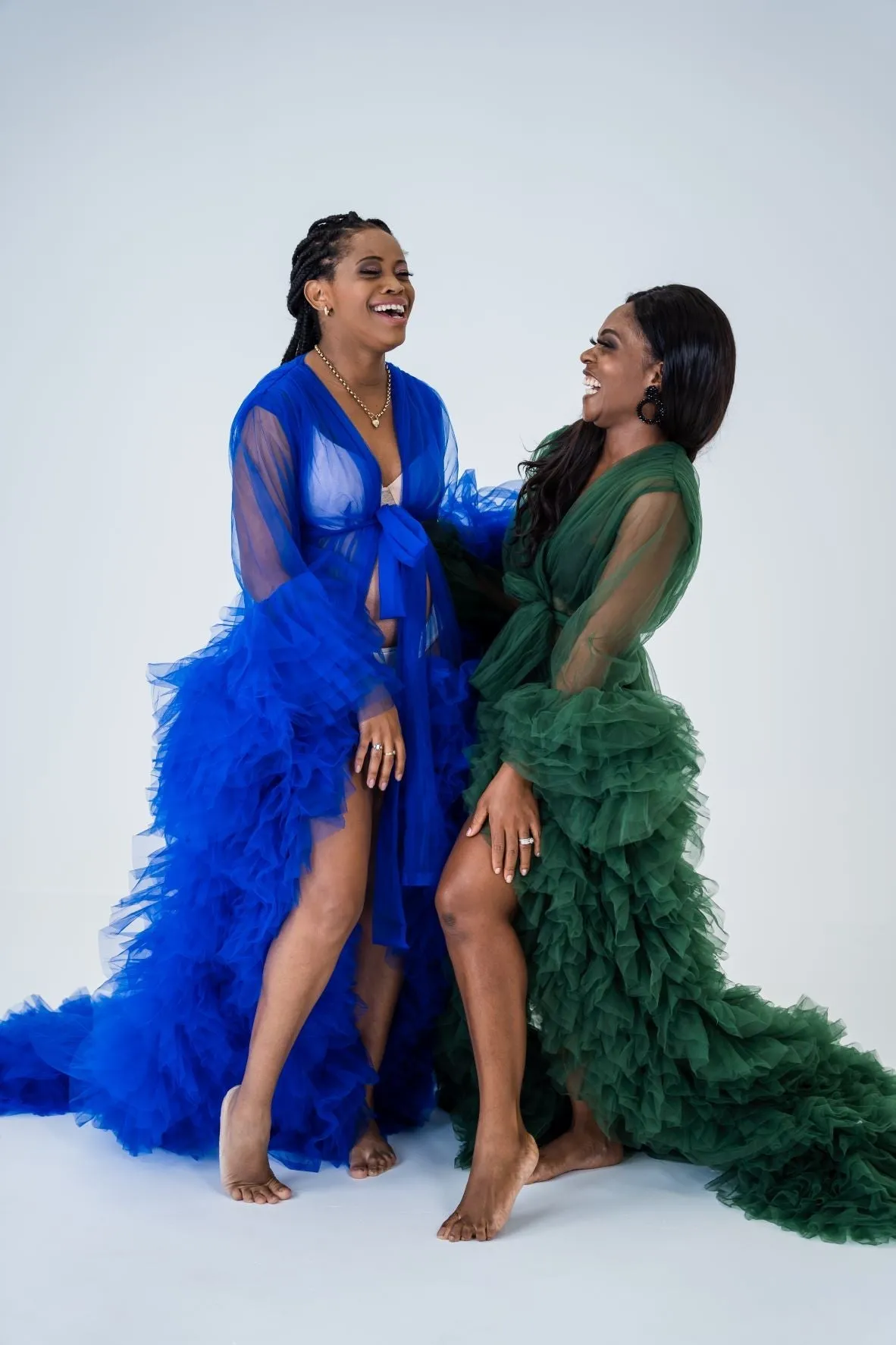 Maternity Photoshoot Dresses - Blue Tulle Robe - Sophie