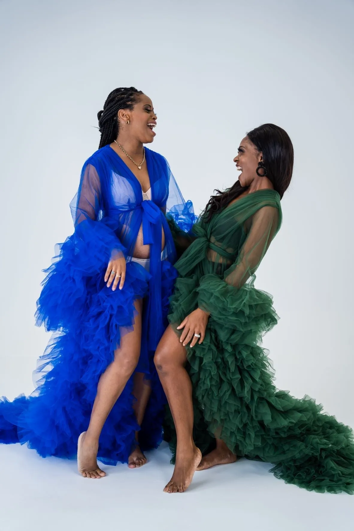 Maternity Photoshoot Dresses - Blue Tulle Robe - Sophie