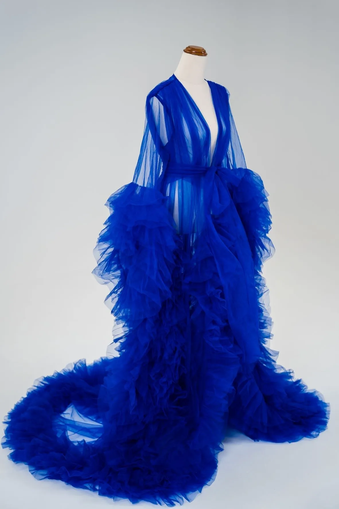 Maternity Photoshoot Dresses - Blue Tulle Robe - Sophie