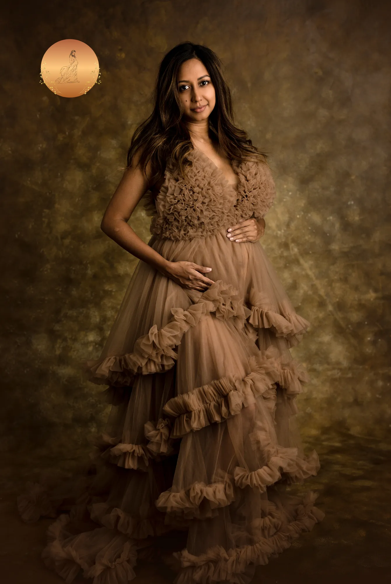 Maternity Photoshoot Dresses - Brown Tulle Gown - Paris