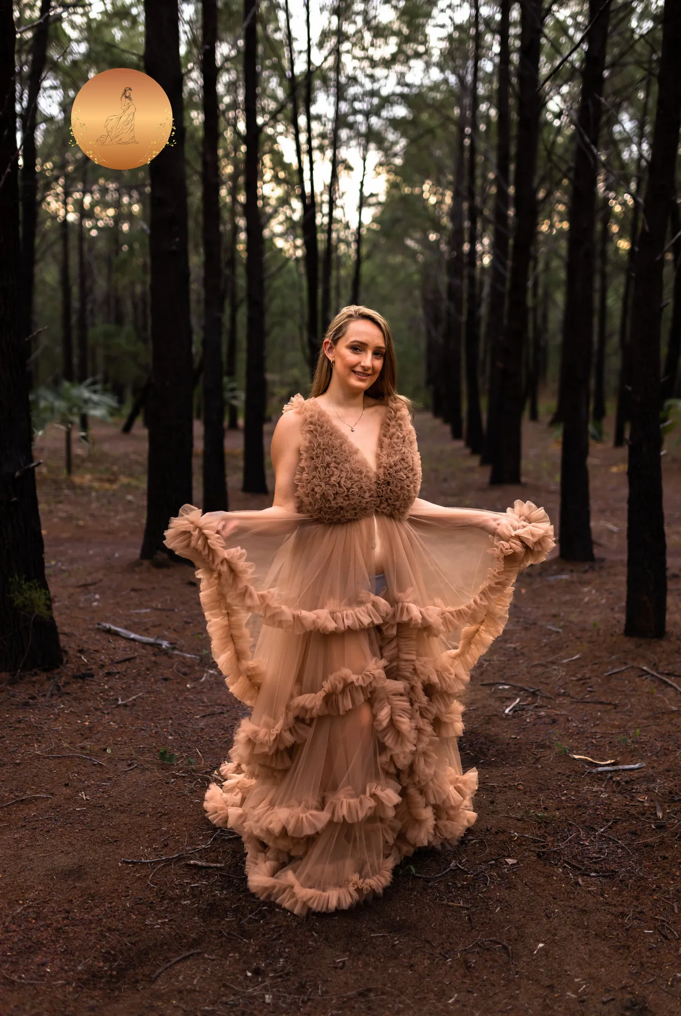 Maternity Photoshoot Dresses - Brown Tulle Gown - Paris