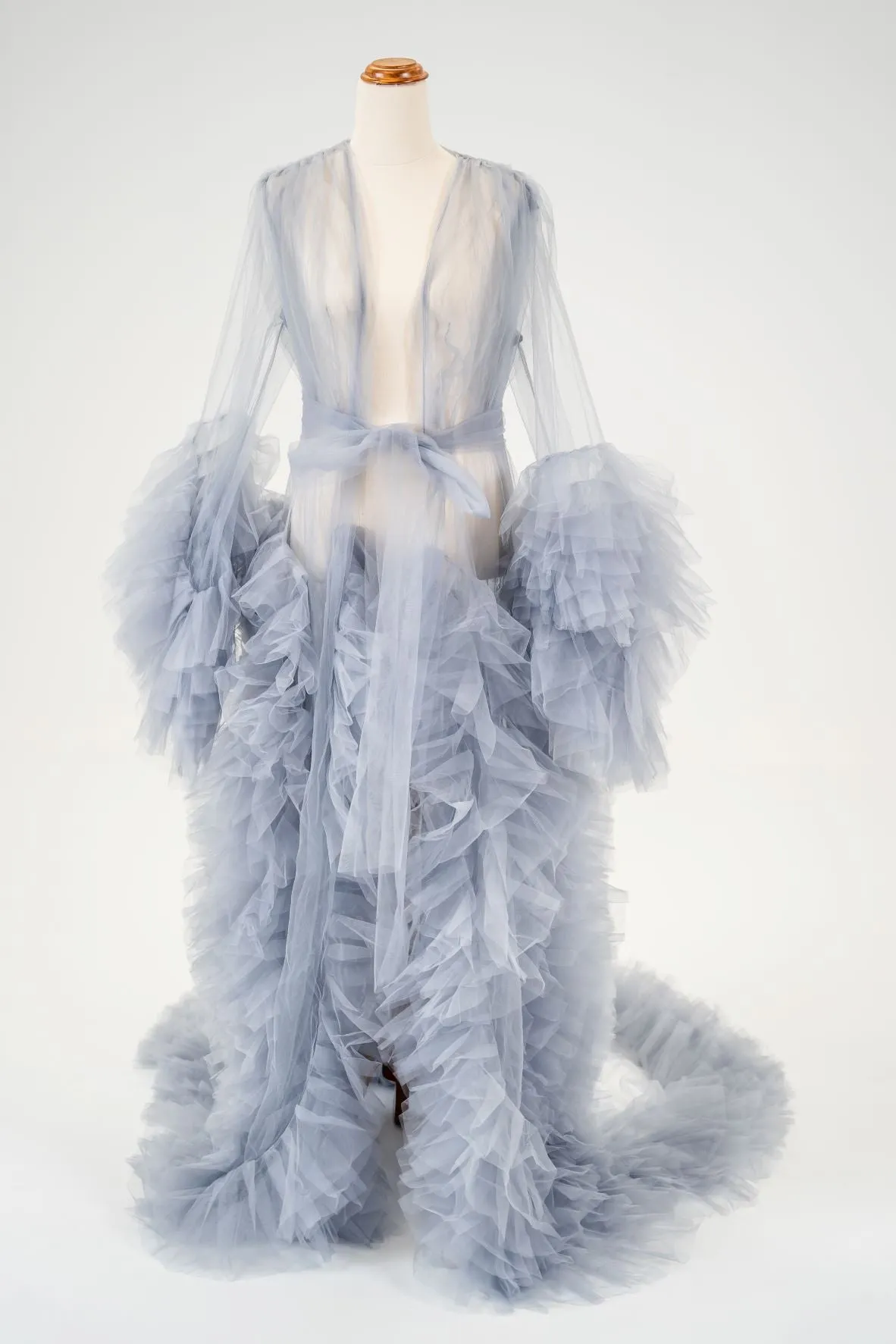 Maternity Photoshoot Dresses - Gray Tulle Robe - Sophie