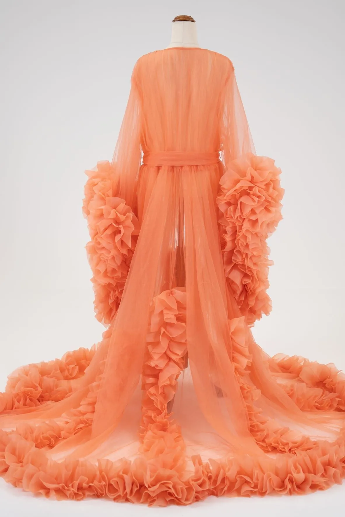 Maternity Photoshoot Dresses - Peach Tulle Robe - Lola