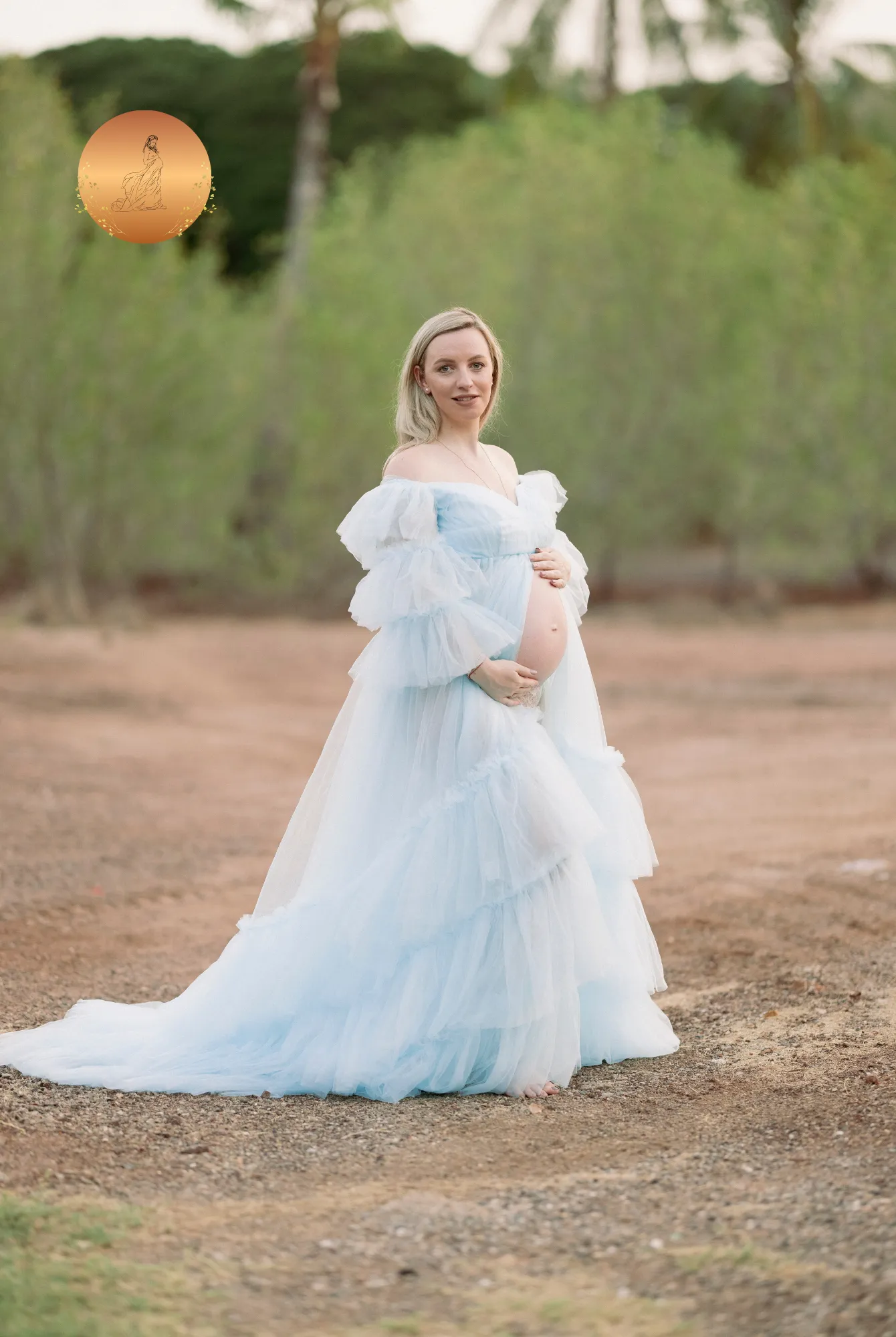 Maternity Photoshoot Dresses - Penny - Baby Blue Tulle Gown