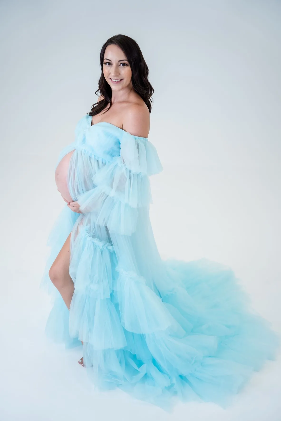 Maternity Photoshoot Dresses - Penny - Baby Blue Tulle Gown