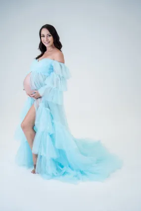 Maternity Photoshoot Dresses - Penny - Baby Blue Tulle Gown