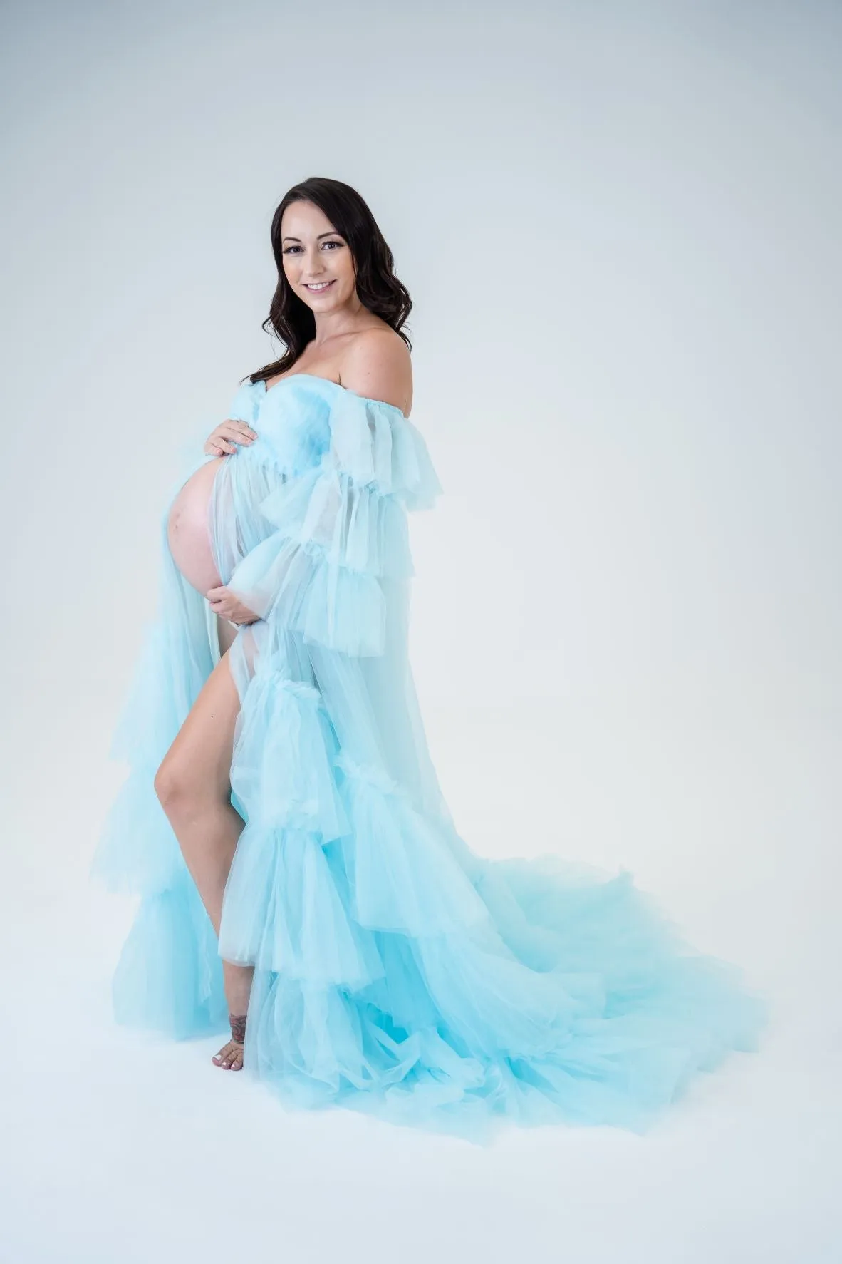 Maternity Photoshoot Dresses - Penny - Baby Blue Tulle Gown