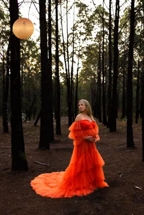 Maternity Photoshoot Dresses - Penny - Orange Tulle Gown