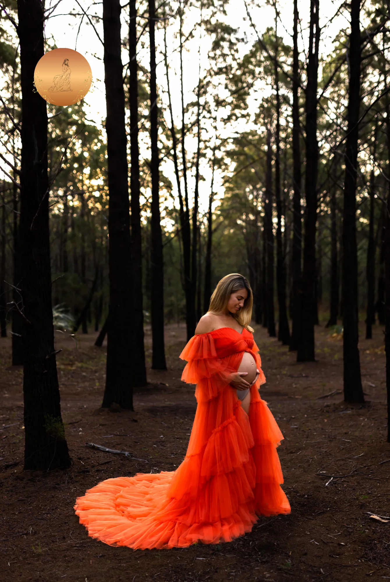 Maternity Photoshoot Dresses - Penny - Orange Tulle Gown