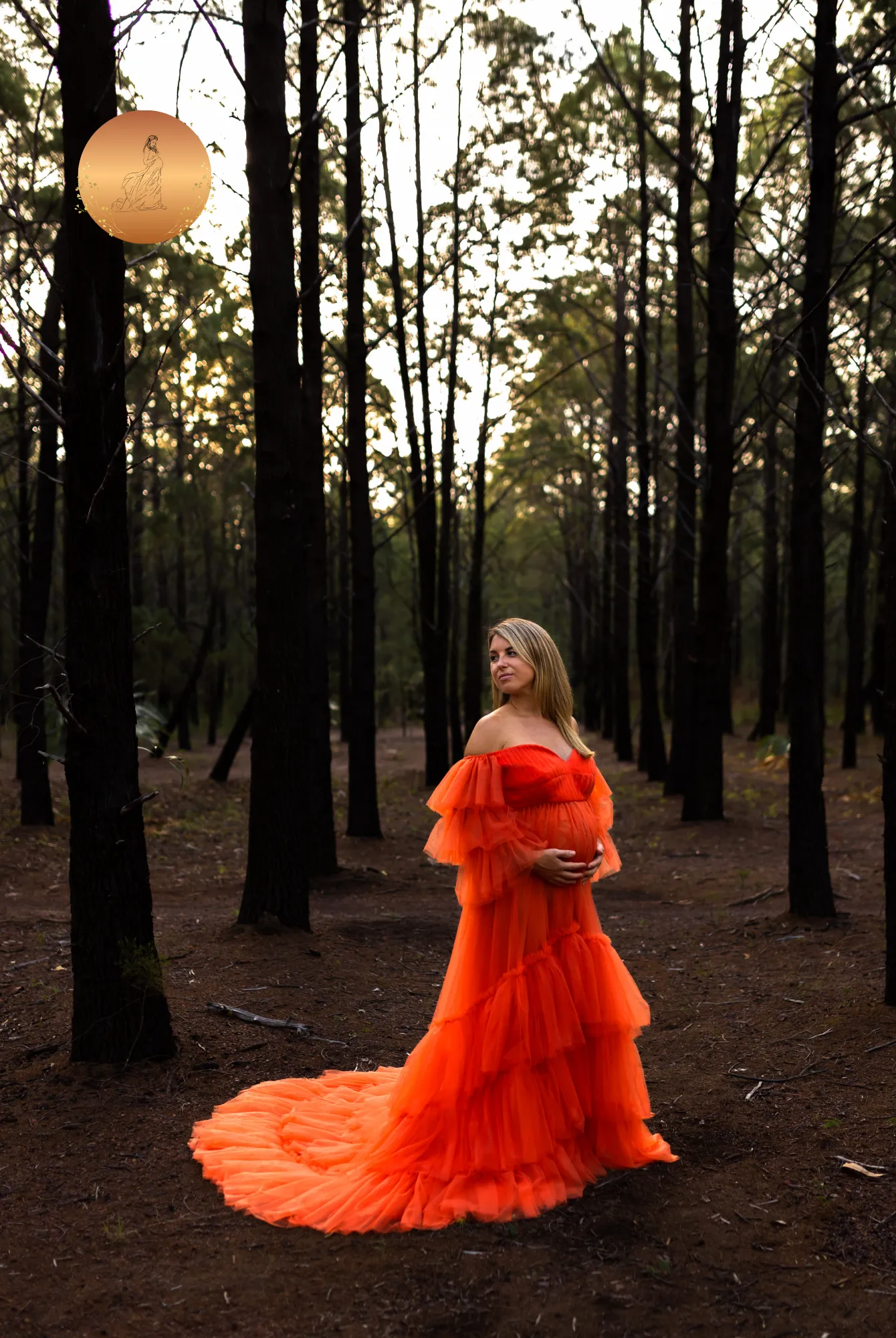 Maternity Photoshoot Dresses - Penny - Orange Tulle Gown