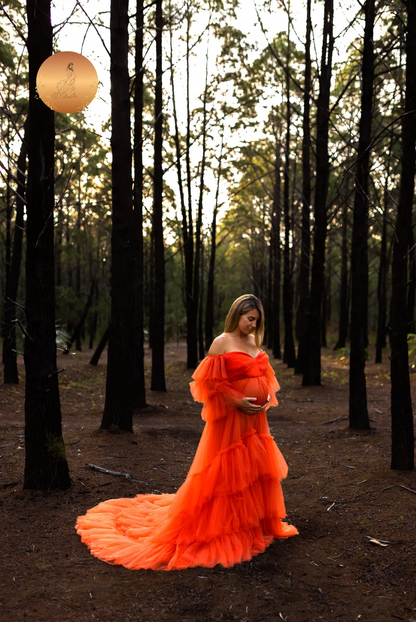 Maternity Photoshoot Dresses - Penny - Orange Tulle Gown