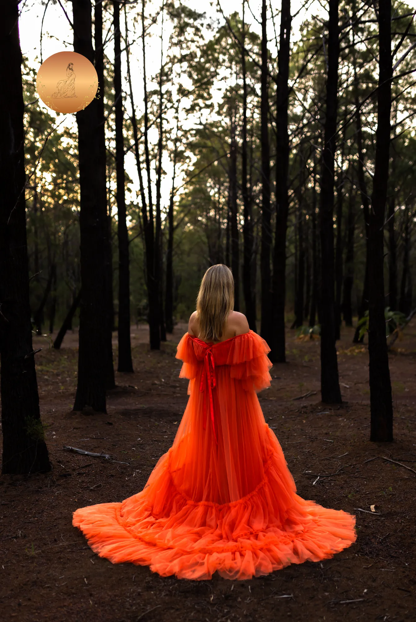 Maternity Photoshoot Dresses - Penny - Orange Tulle Gown