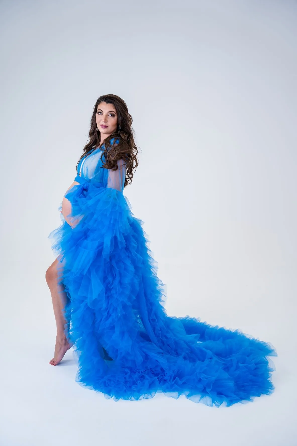 Maternity Photoshoot Dresses - Royal Blue Tulle Robe - Sophie