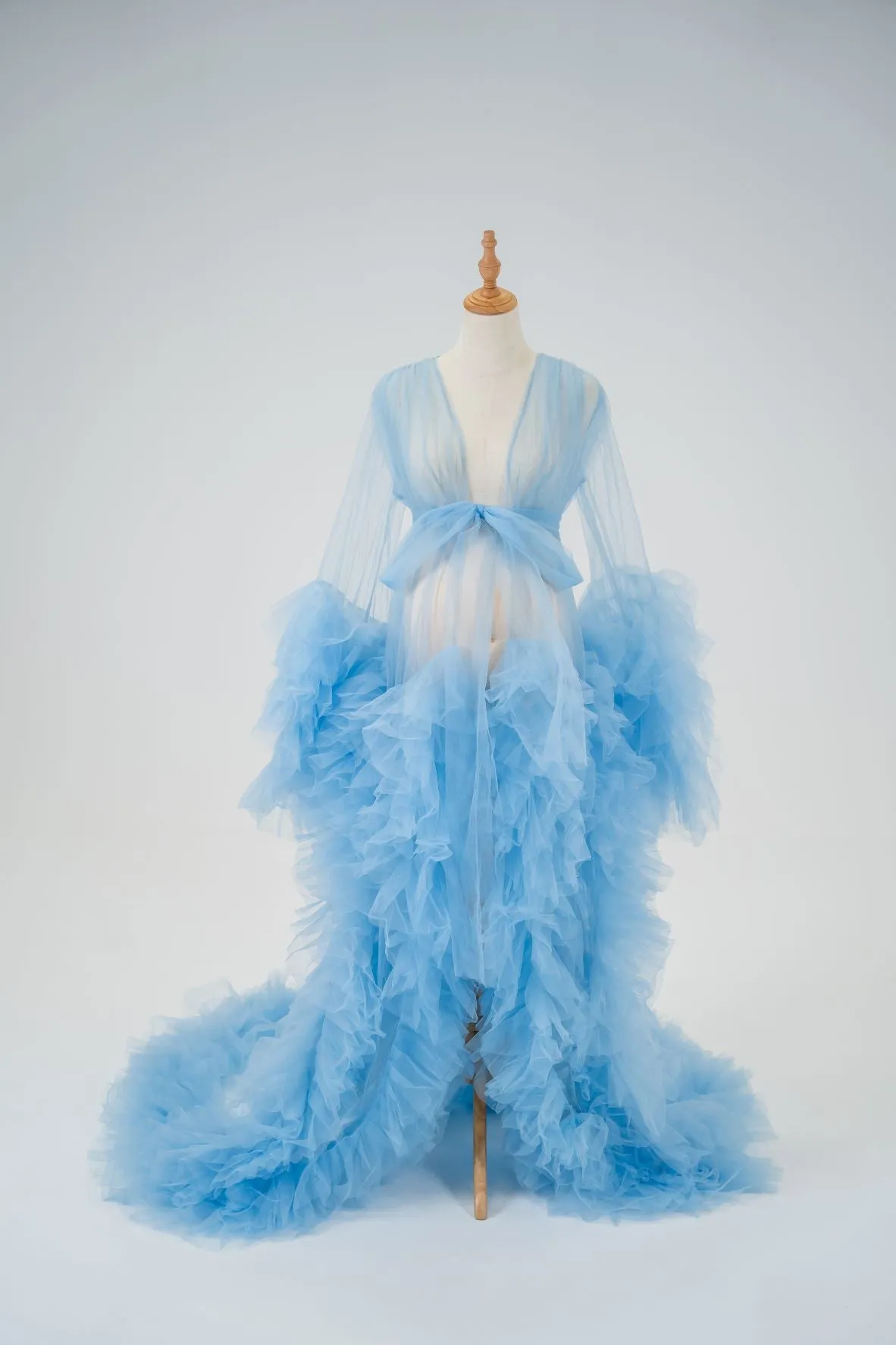 Maternity Photoshoot Dresses - Sky Blue Tulle Robe - Sophie