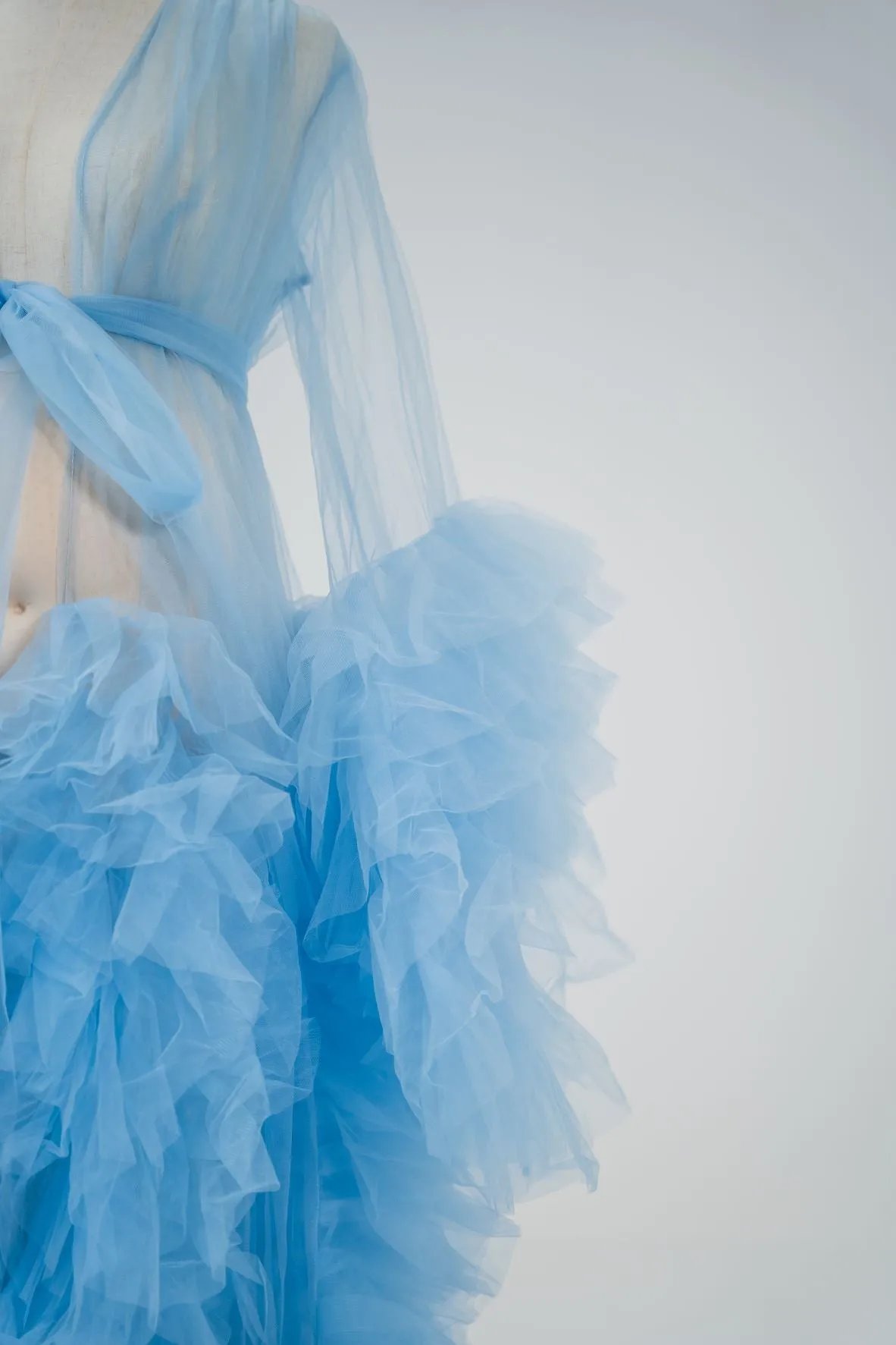 Maternity Photoshoot Dresses - Sky Blue Tulle Robe - Sophie