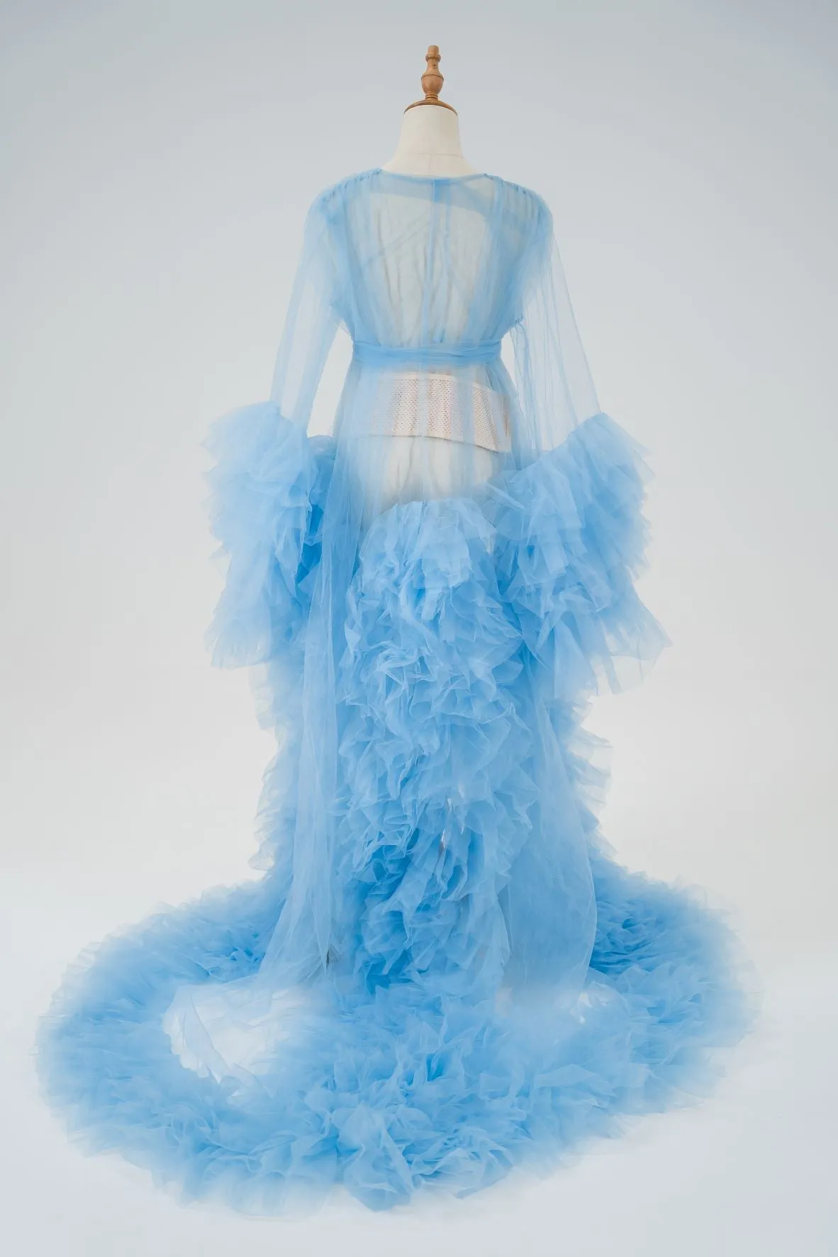 Maternity Photoshoot Dresses - Sky Blue Tulle Robe - Sophie