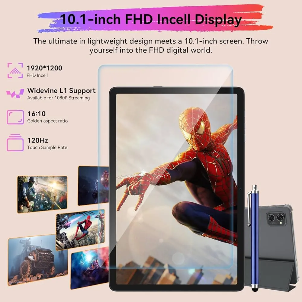Maxim LitePad V13 Ultra Slim 10.1" 24GB   256GB Android 13 5G Wifi, Keyboard | Wireless Mouse | Leather Case | Screen Guards