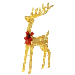 modern 3D Lighted Christmas 2-Piece Deer Set Outdoor Yard Decoration LED Lights - Gold Single Reindeer