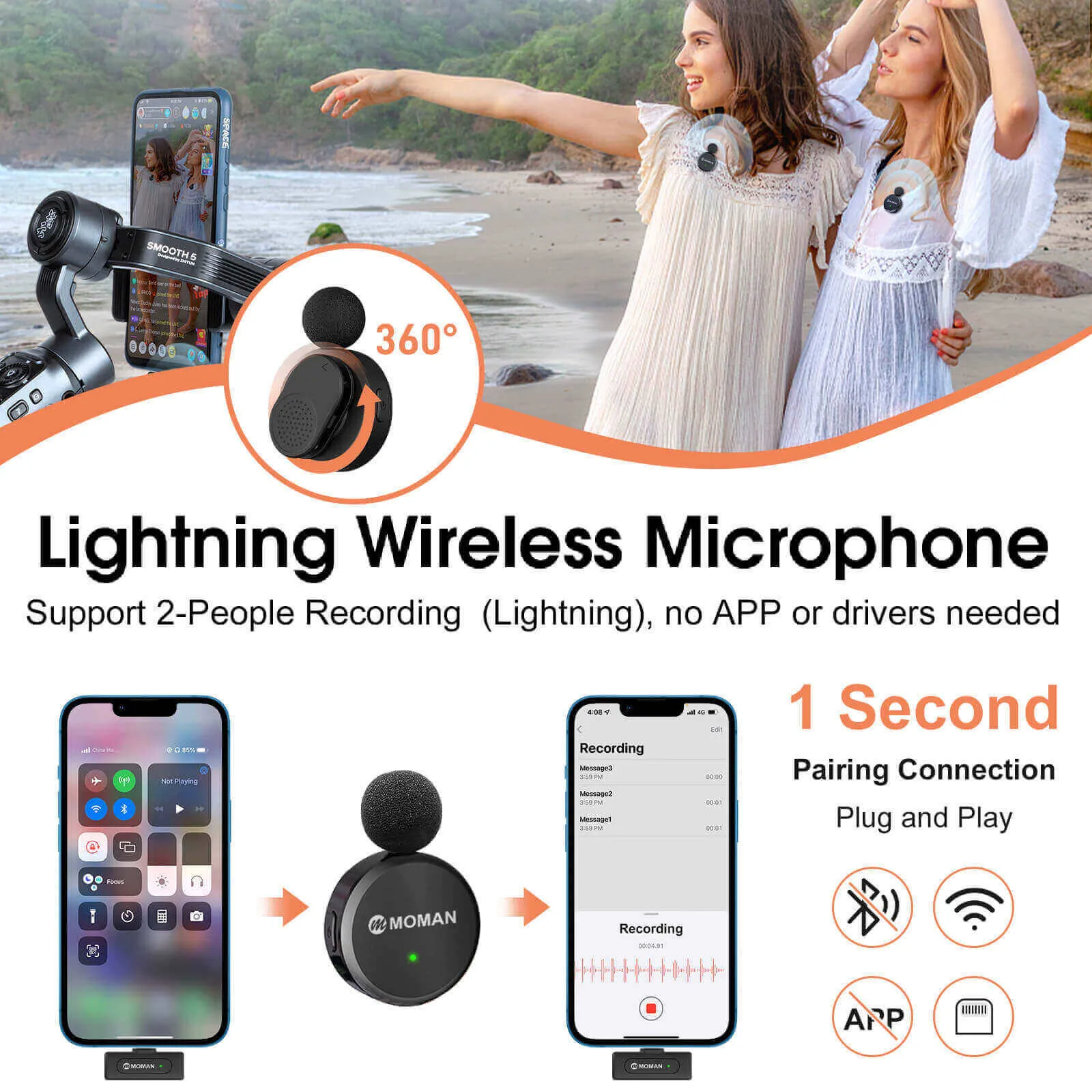 Moman CP2 Smartphone Wireless Microphone