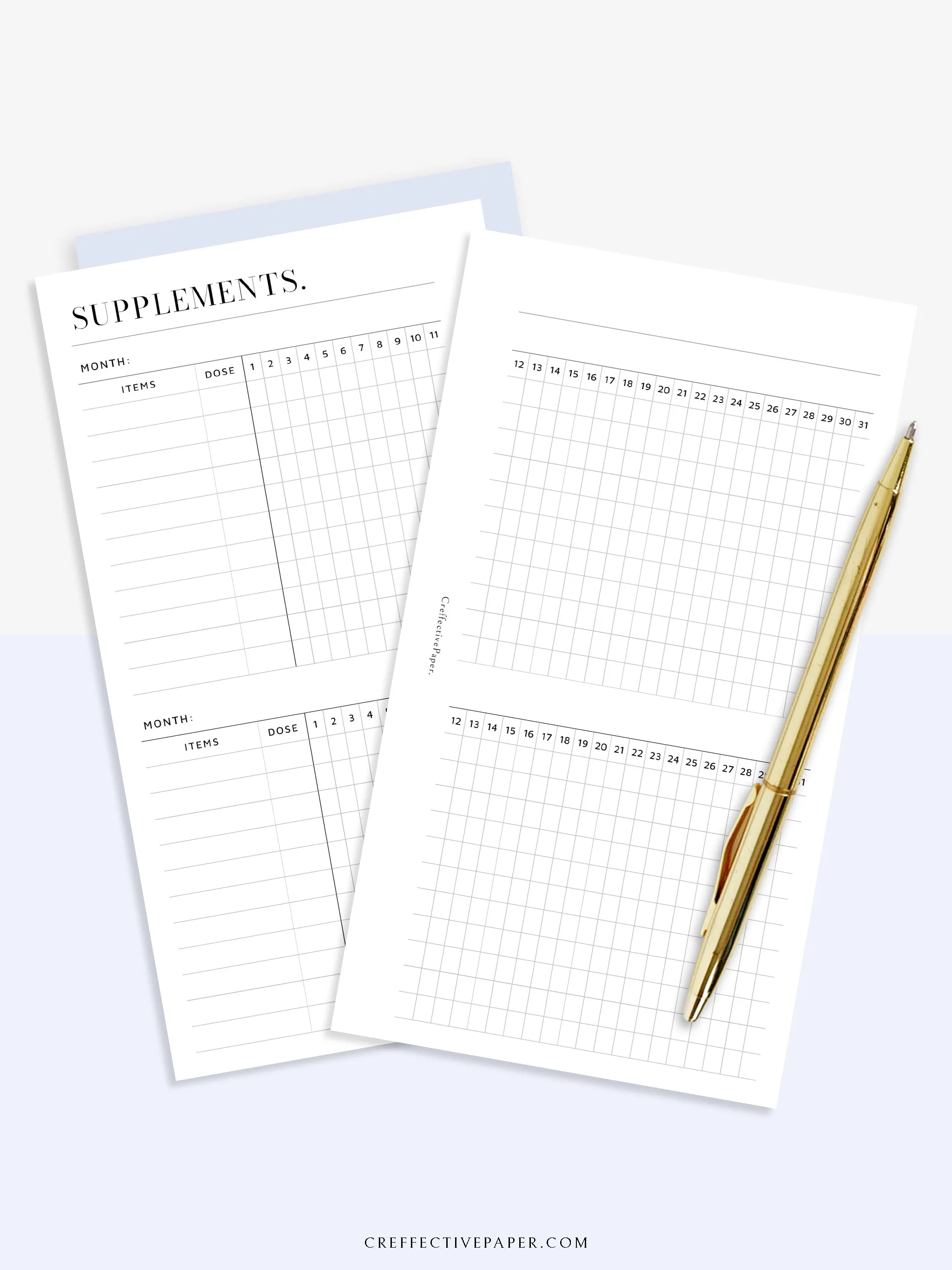 N121-6 | Vitamins & Supplements Tracker, Medication Log Template